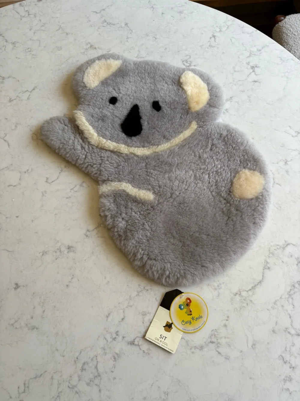 Cozy Koala Gray Wool Plush Seat Pad